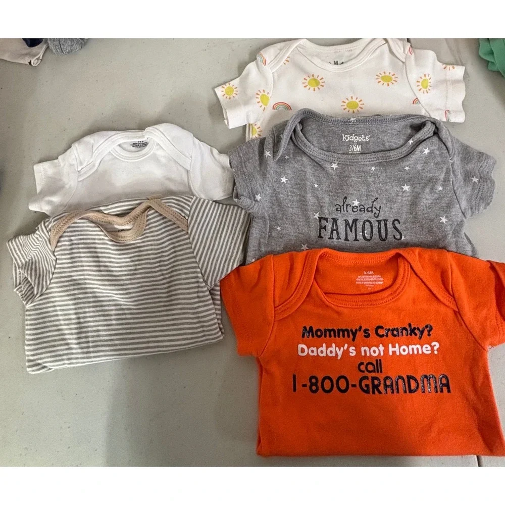 Baby Bodysuits 3 6 Month Lot 5 Onesies Short Sleeve Various Brands